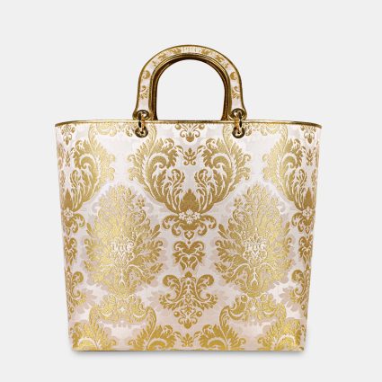 Erma Maxi Broccato Disegno Regular - Bianco/Oro