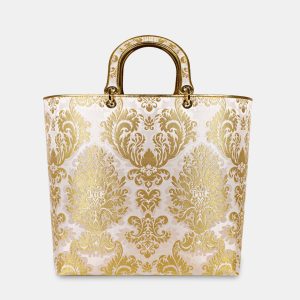 Erma Maxi Broccato Disegno Regular - Bianco/Oro